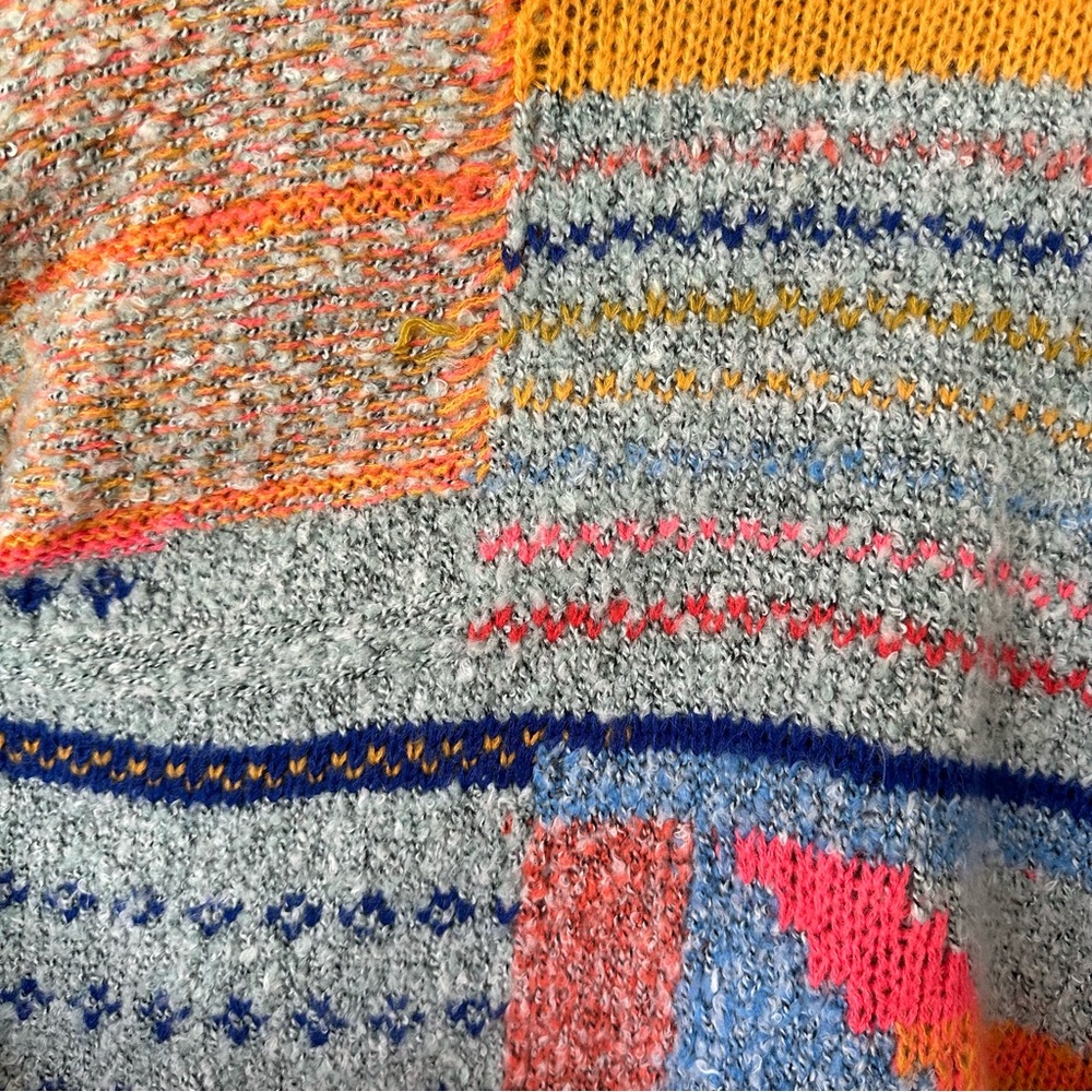 SOLD Sincerely Jules Large Boho Oversized Sweater Cropped Bright Patchwork Inspi - Picture 7 of 10